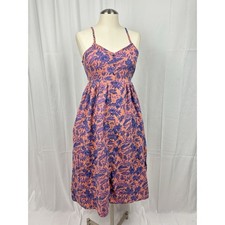 Universal Thread Floral Dress Tie Back Button Front Midi Pockets Cottagecore XS