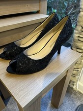 Kaleidoscope Women's Peep Toe Heels Black Detailed Shoes In Excellent Condition