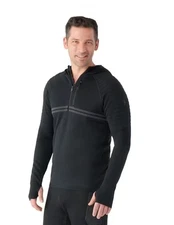 NEW! Smartwool Mens Active Intraknit Tech 1/2 Zip Hoodie Wool Blend Black M $175