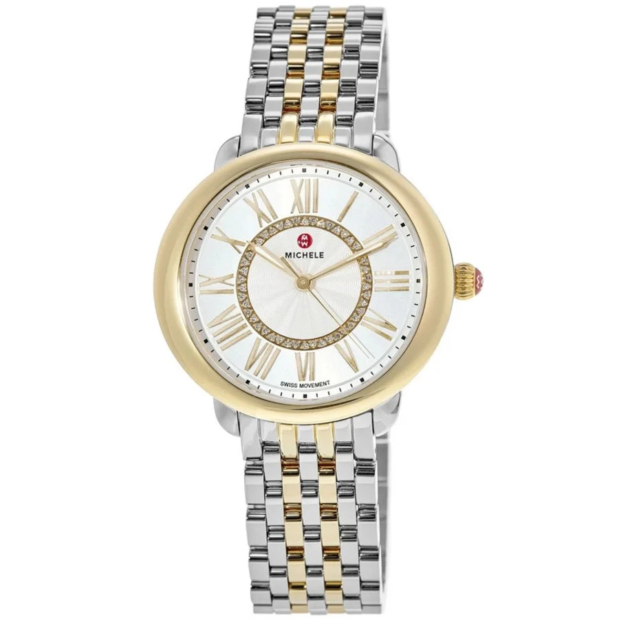 Nuevo reloj para mujer Michele Serein medio dos tonos oro 18K esfera diamante MWW21B000148