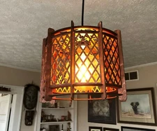 12" Mahogany Stained Birch Light Diffusing LED Spiral Edison Hanging Pendant