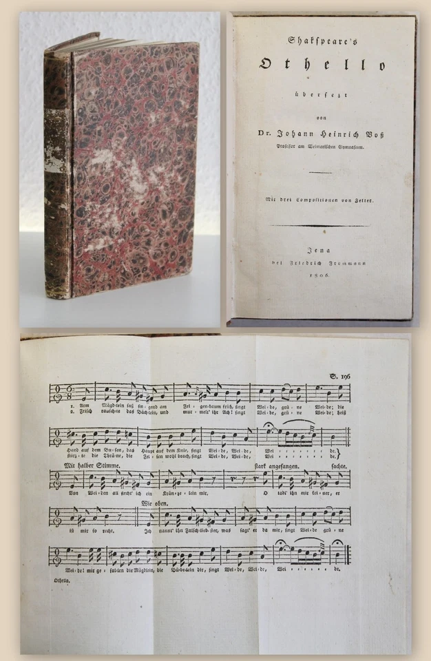 Voß Shakespeare's Othello 1806 mit Musiknoten Theaterstück Tragödie Klassiker xz - Bild 1 von 1