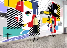 3D Colorful Girl ZHUA28146 Wallpaper Wall Murals Removable Self-adhesive Ann