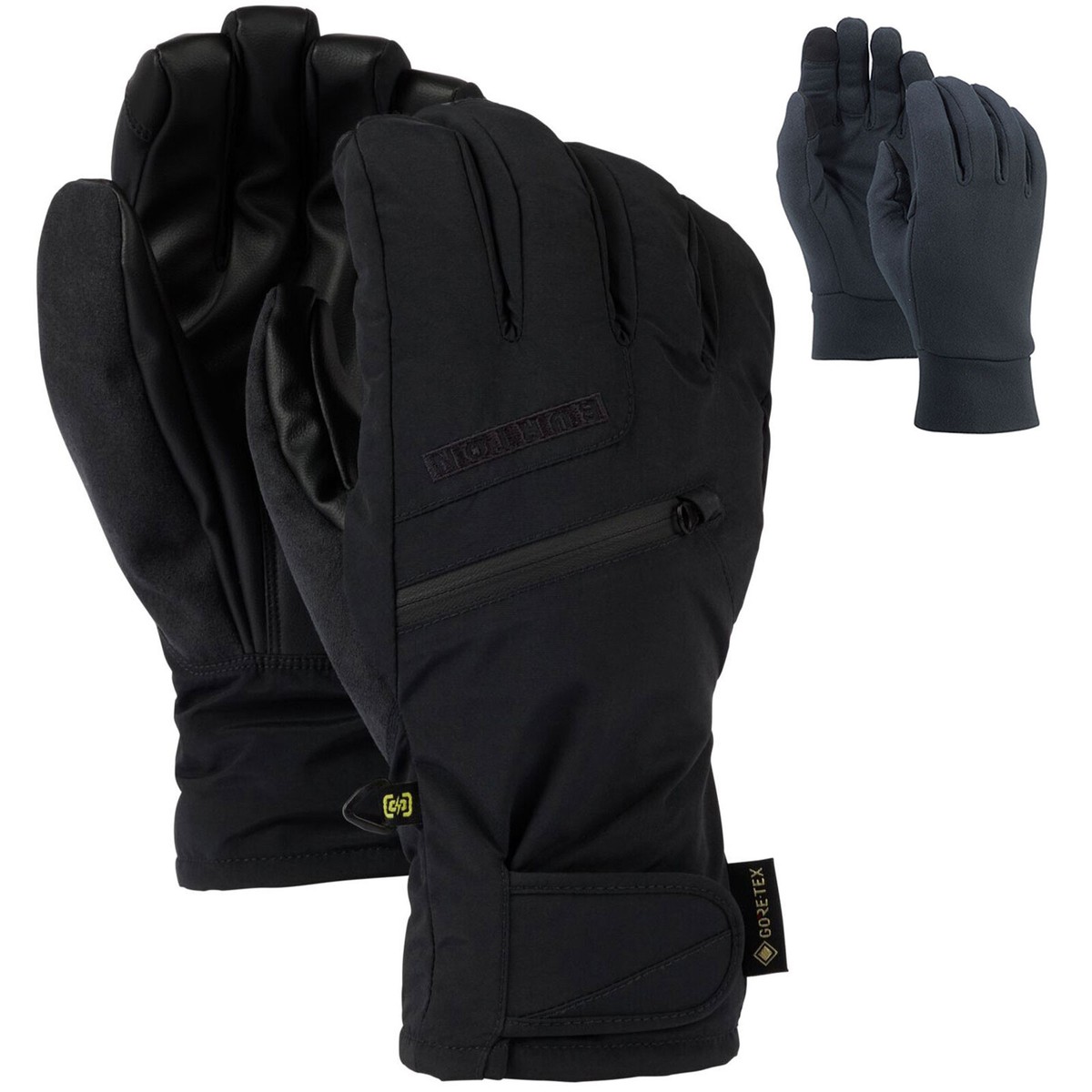 Guantes Burton Gore Underglove Para Hombre Gore-Tex Para Esquí Snowboard Negro