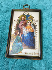 WESOLYCH SWIAT POLOGNE TENTURE MURALE SALUT RELIGIEUX MILIEU DU SIÈCLE 5,5 x 3,5