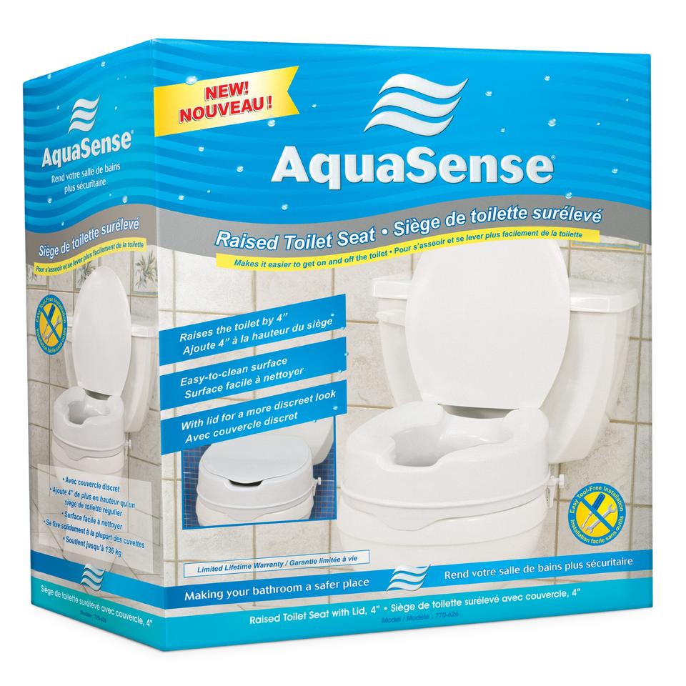 AquaSense Raised Toilet Seat with Lid, White, 4Inches eBay