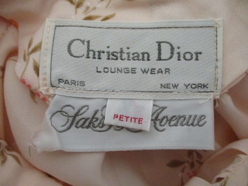CHRISTIAN DIOR SAKS FIFTH AVE. PINK FLORAL MAXI LOUNGE WEAR RUFFLED NECK ROBE, S - Picture 9 of 11
