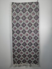 Vintage Full Double Brocade Blanket Fringe Quilt Floral 80 X 90 cottage core