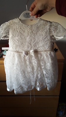 Baby Mädchen weiß Spitze Taufe Party Kleid bis 1