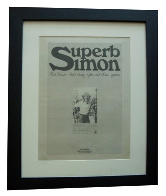 PAUL SIMON+Crazy After All These Years+POSTER+AD+ORIGINAL 1975+FRAMED+FAST SHIP