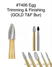 Dental FG 7406 Burs Tungsten Carbide Trimming & Finishing Egg Shape