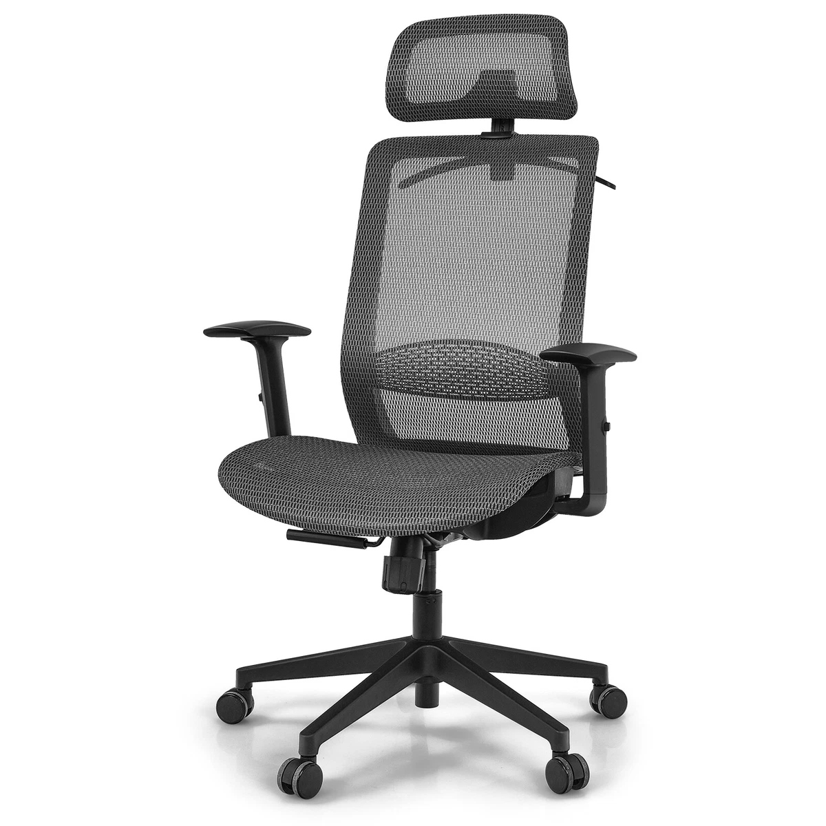 Ergonomic Desk Chair with Lumbar Support and Rocking Function-Black | Costway