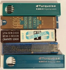 Vintage Drawing Leads Eagle Turquoise Koh I Nor Staedtler Mars - 5 Partial Boxes