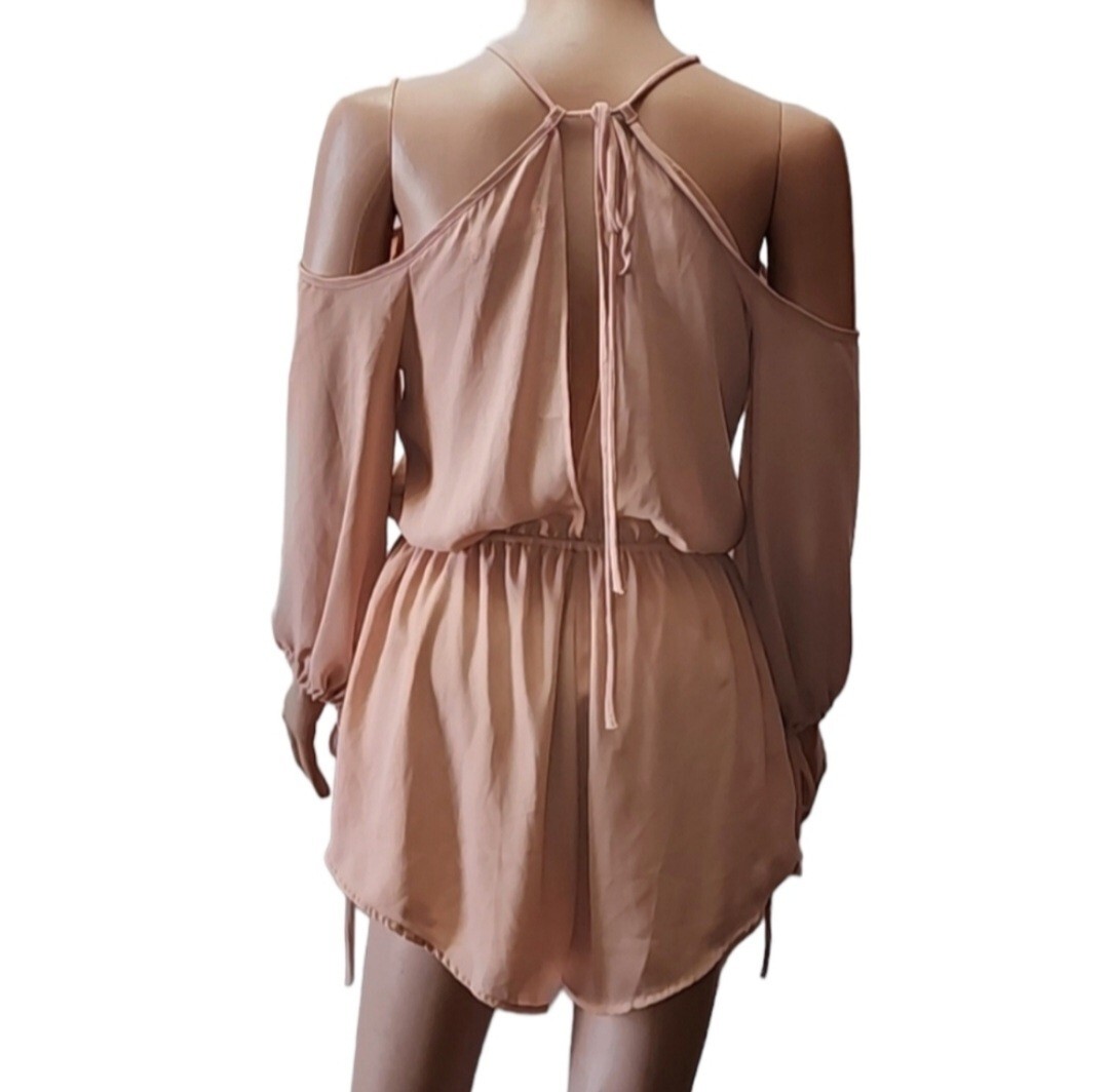 REVERSE Cold Shoulder Spaghetti Strap Romper Long… - image 7