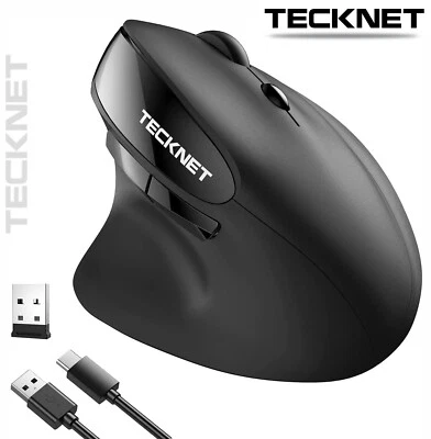 Ratón Inalámbrico Vertical TeckNet Ergonómico Óptico Recargable Alta Calidad 2.4G