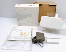 Nintendo DS Lite Crystal White Console Box Stylus Charger Manual Tested Japan