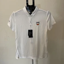 New W/ Logo Womens Level Wear Polo Large White Large