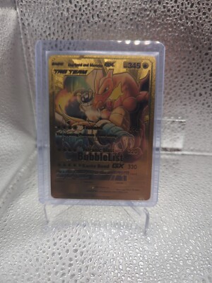 Pokemon Charizard & Blastoise Tag Team GX NM Gold Foil Fan Art