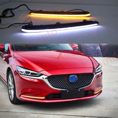 Feux De Brouillard LED DRL Clignotants Pour Mazda 6 2018-2021 - Paire Blanche/jaune