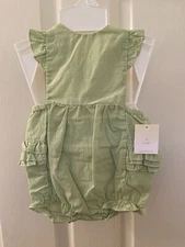 Petit Ami Bubble Ruffle Romper Green Gingham Baby Girls Size 3 Months NWT