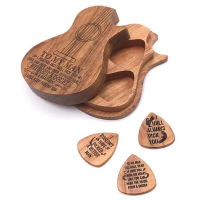wooden guitar pick case