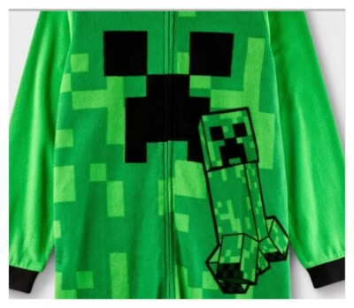 Minecraft Girls Onesie Pyjama - Creeper Steve Purple All In One PJS Voor Kinderen