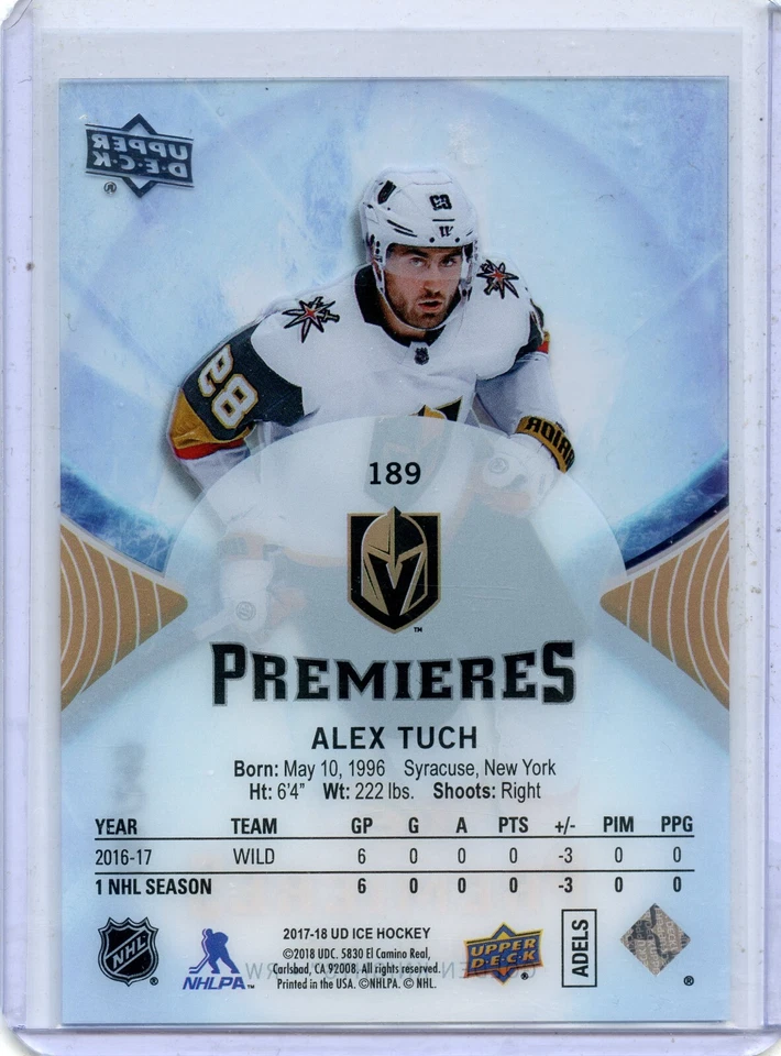  2017-18 Upper Deck Ice #189 Alex Tuch 151/249 RC - Image 2 of 2