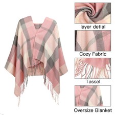 Damen Herren Winter Schal Strickschal Stola Halstuch Kaschmir Fransen karo