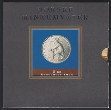 Norway 5 kroner 1975 Centenary of Krone Currency KM#421 CuNi UNC in Folder C0190