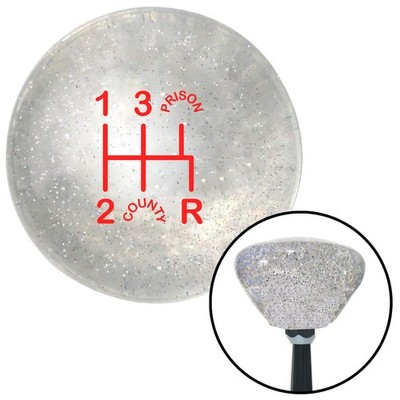 Red Shift Pattern CP15n Clear Retro Metal Flake Shift Knob w/ M16x1.5 Insert