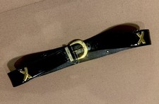 Vintage Paloma Picasso Black Patent Leather Semi-Wide Belt X Aplique Small