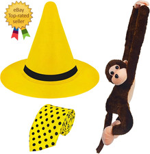 Man in the Yellow Hat Costume, Yellow Hat with Polka Dot Tie Stuffed Monkey for