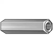 Hex Standoff, 1/4"-20 Thrd Sz, 1/2 In L, 1/2 In Thrd L Aluminum Plain, 1/2" Hex