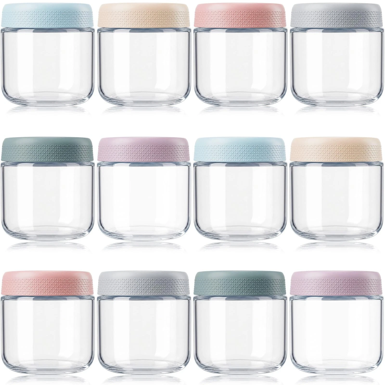 12 Pack 12oz Overnight Oats Containers with Lids, Wide Mouth Jars, Glass Food...