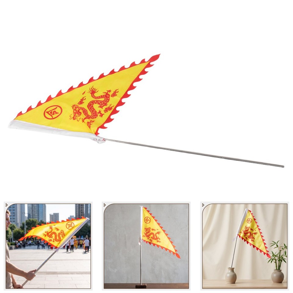 Chinese Traditional Dragon Flag, Triangle Festival Banner with Rod ...