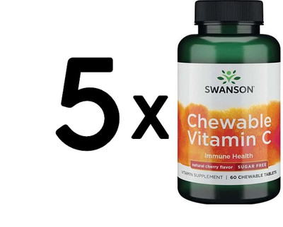 5 x Swanson Chewable Vitamin C (Sugar-Free), Cherry - 60 (266,50 EUR/kg)