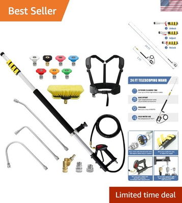 #ad Aluminum Pressure Washer Telescoping Wand 24 FT with 2 Adapters amp; Support Belt $210.99