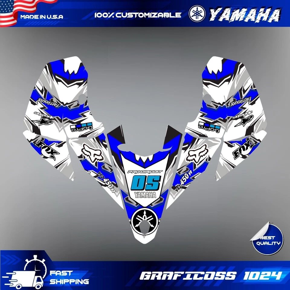 Kit de calcomanías gráficas Yamaha YFZ450R 2014 2015 2016-2023 pegatinas completas ATV YFZ 450R Foto 3 de 4