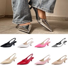 Chic Slingback Kitten Heels Pointed Toe 1.9 inch Wedding Party Dress Pumps