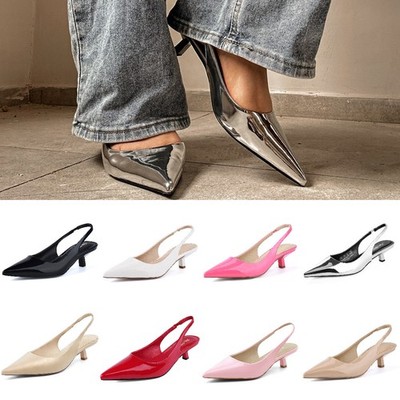 Chic Slingback Kitten Heels Pointed Toe 1.9 inch Wedding Party Dress Pumps
