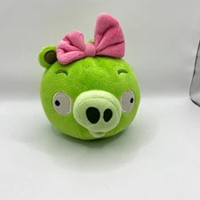 Angry Birds Green Pig Girl with Pink Bow 5" Plush Commonwealth 2011 - NO SOUND