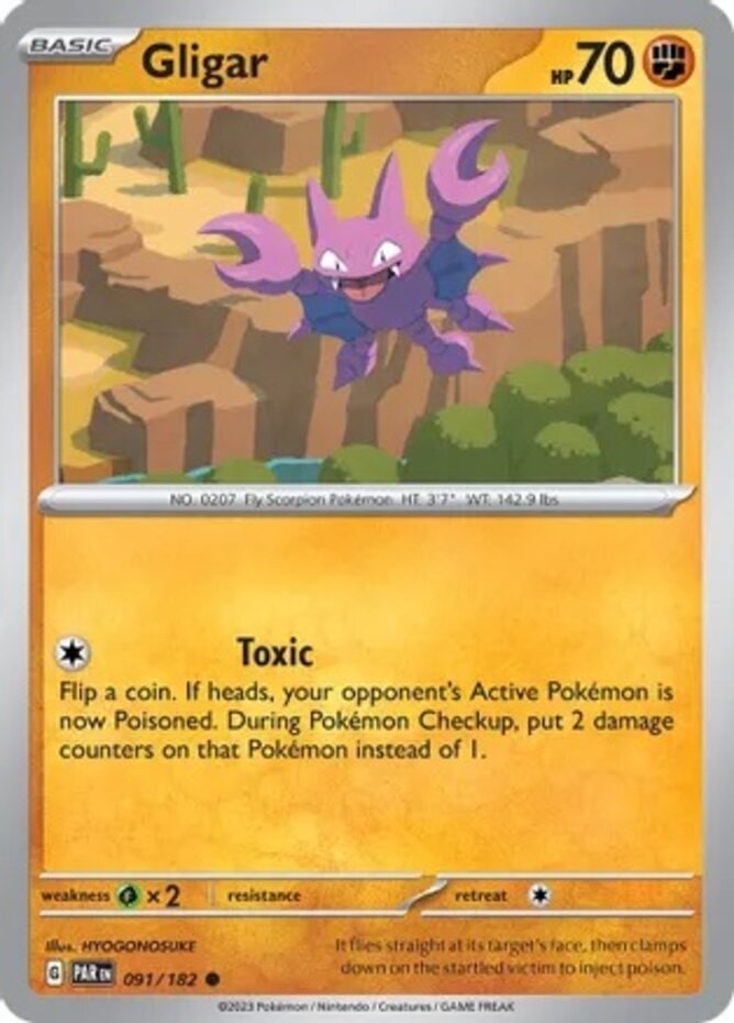 Gligar - 091/182 - Common (Near Mint) Paradox Rift - Fighting Pokémon