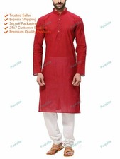 Mens Kurta Traditional Mens Wear Cotton Solid Pathani Kurta Top Tonic Kurta Mens