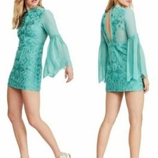 FREE PEOPLE Turquoise Blue Cleo Mini Dress Size 2 NWT