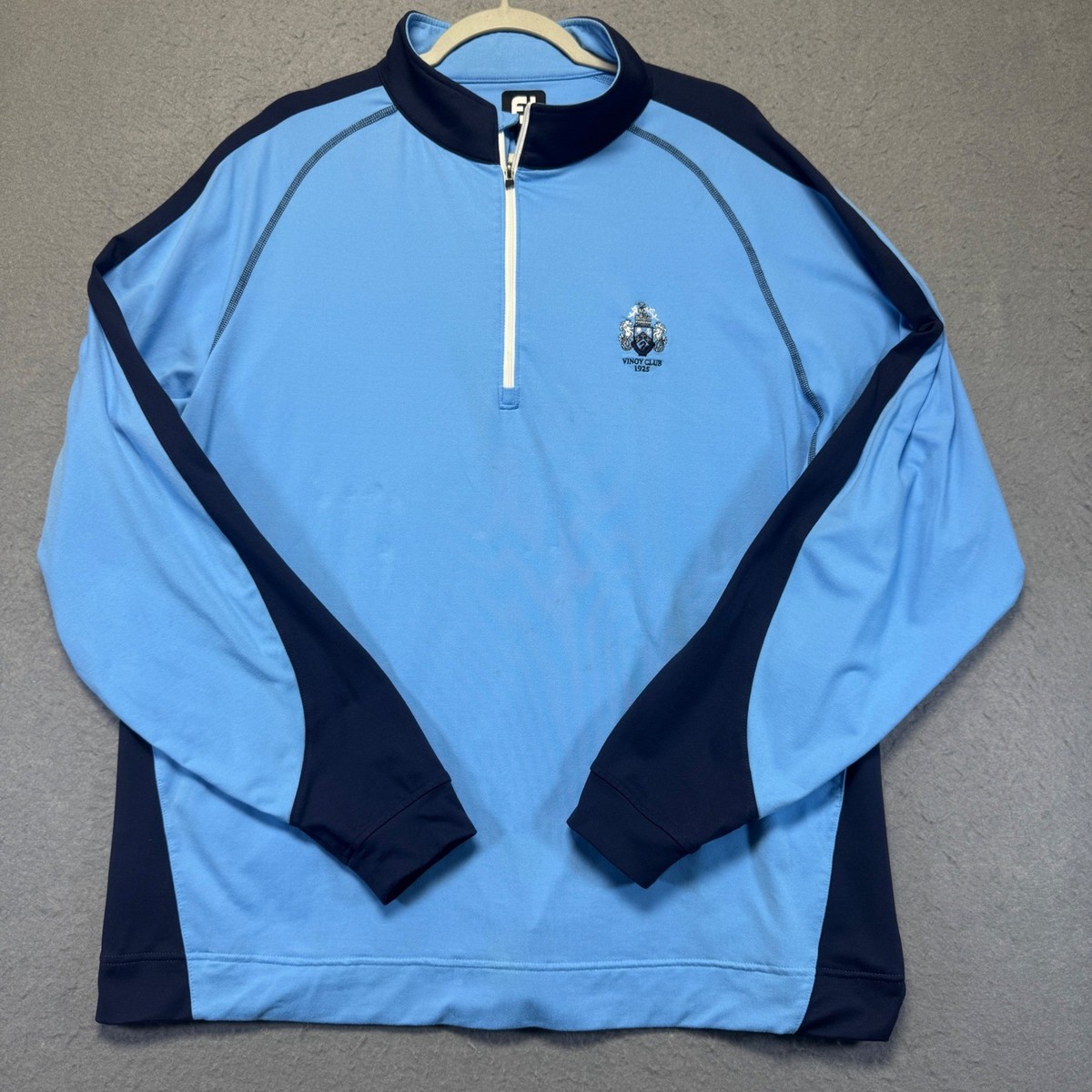 Pull Homme FootJoy – Quart De Zip – Bleu Marine/royal – Taille XL – Logo Golf