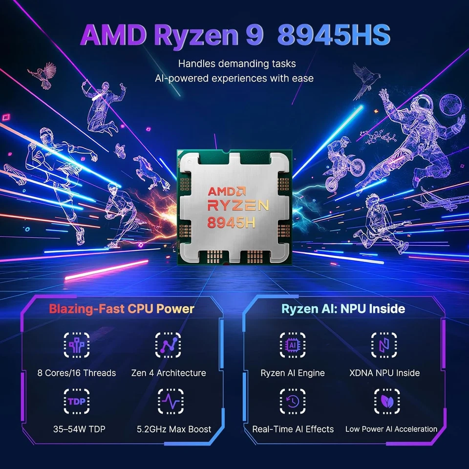 NIMO 17.3 Gaming Laptop Ryzen 9 8945HS 32GB RAM 1TB SSD, Radeon 780M  Backlit KB - Image 2 of 4