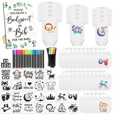 82 Pcs Baby Bib Bodysuit Baby Shower Set Baby Shower Game Sign Baby Feeder Bi...