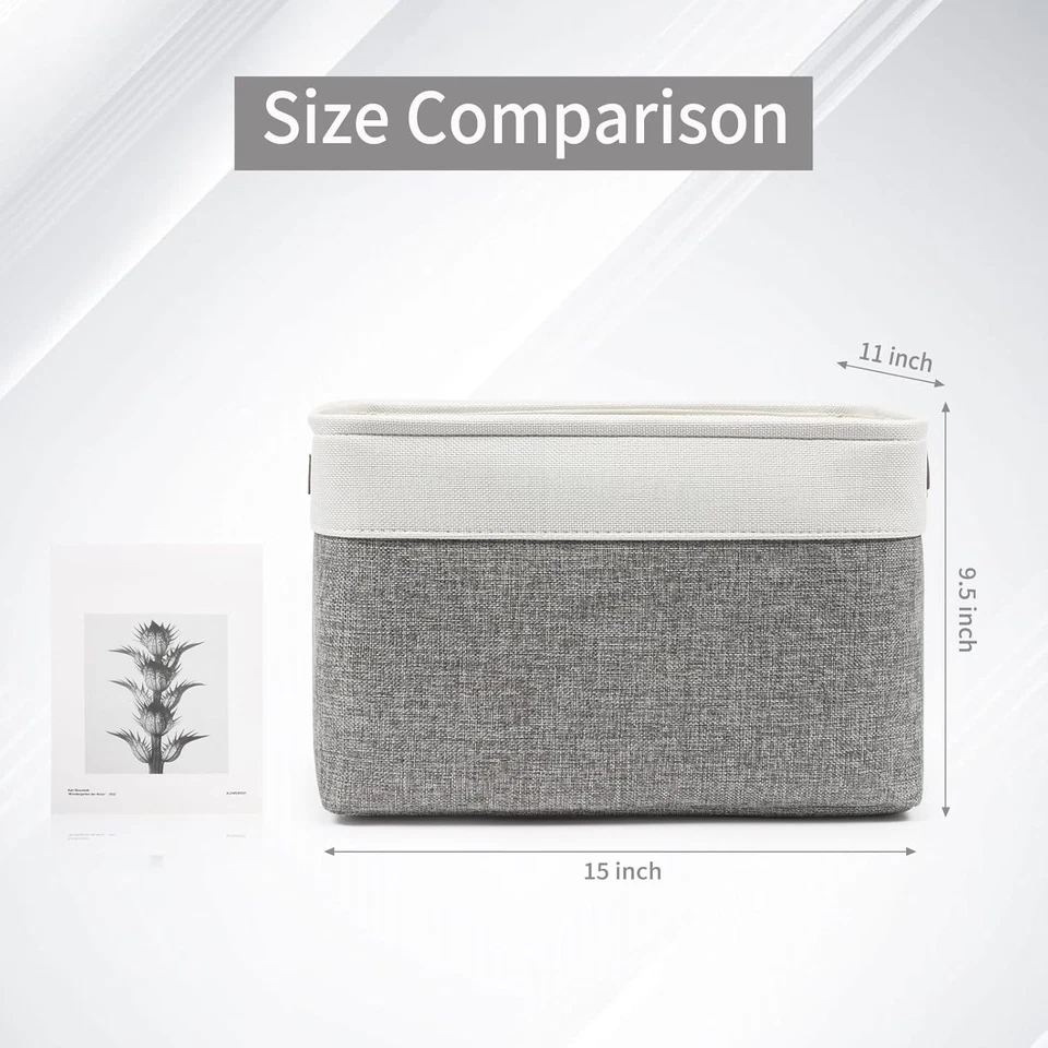 Тканевые корзины для хранения полок упаковка 3 шт., декоративный льняной шкаф  - Изображение 3 из 4