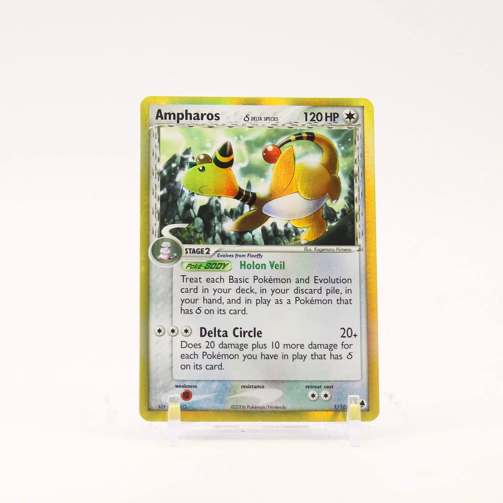 Ampharos - 1/101 Dragon Frontiers Holo Rare Pokemon - LP