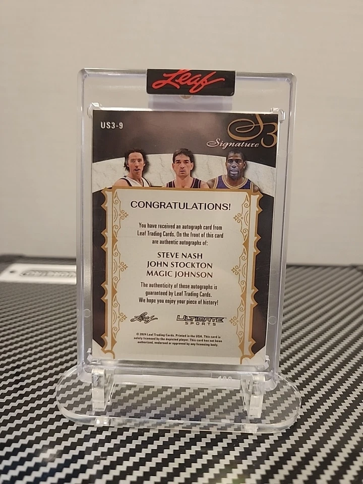 2024 Leaf Ultimate Sports Steve Nash/John Stockton/Magic Johnson Triple Auto 6/6 - Image 2 of 4